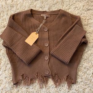 Burnt pink cropped button up sweater